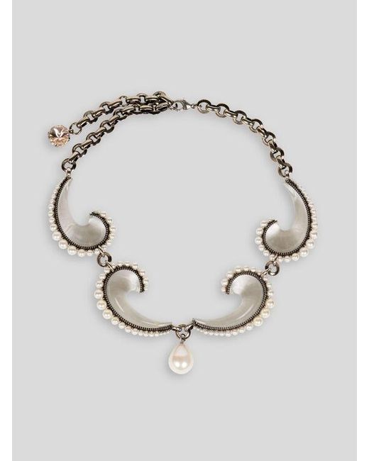 Etro Metallic Paisley Necklace With Pearls
