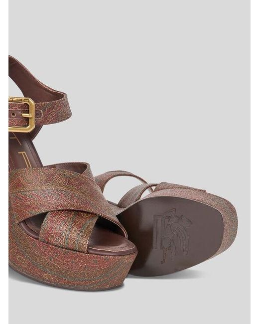 Etro Brown Paisley Platform Sandals