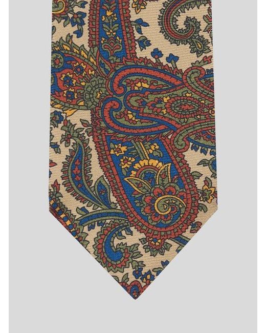 Etro White Silk Tie With Floral Paisley Motif for men