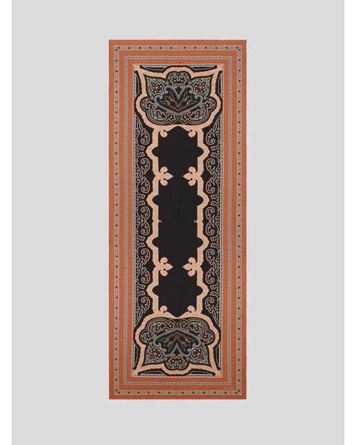 Etro Brown Silk-Blend Fil Coupé Scarf