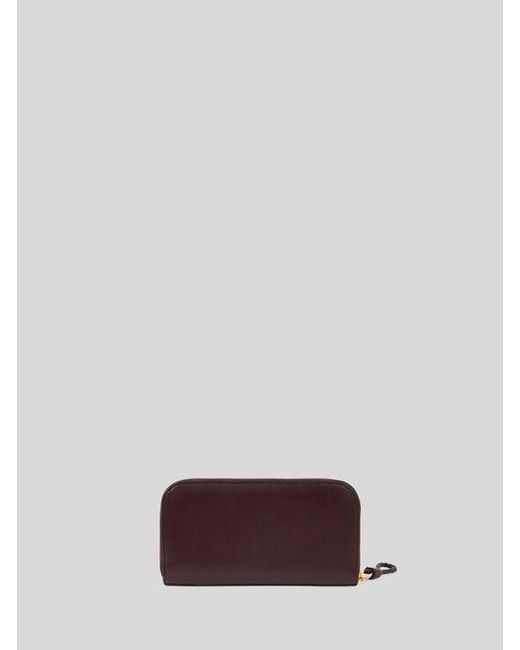 Etro Brown Libra Zip-Around Leather Wallet With Pegaso