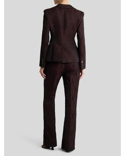 Etro Red Single-Breasted Jacquard Jacket With Floral Medallion Motif