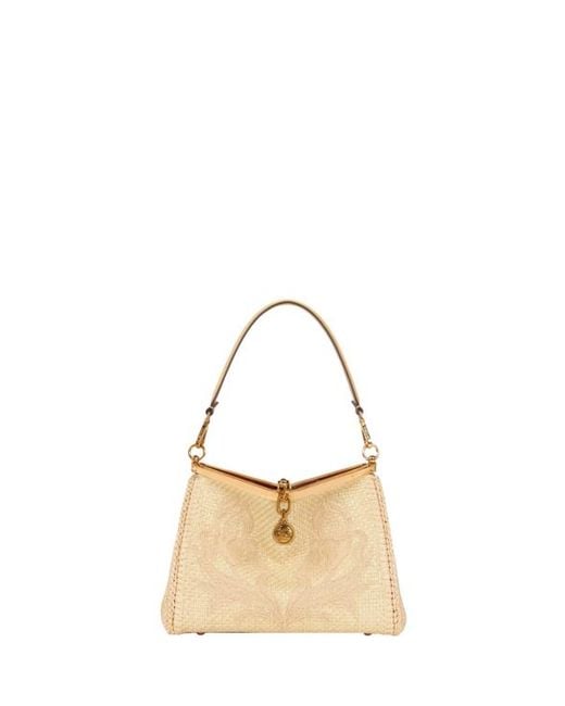 Etro Natural Medium Raffia Vela Bag