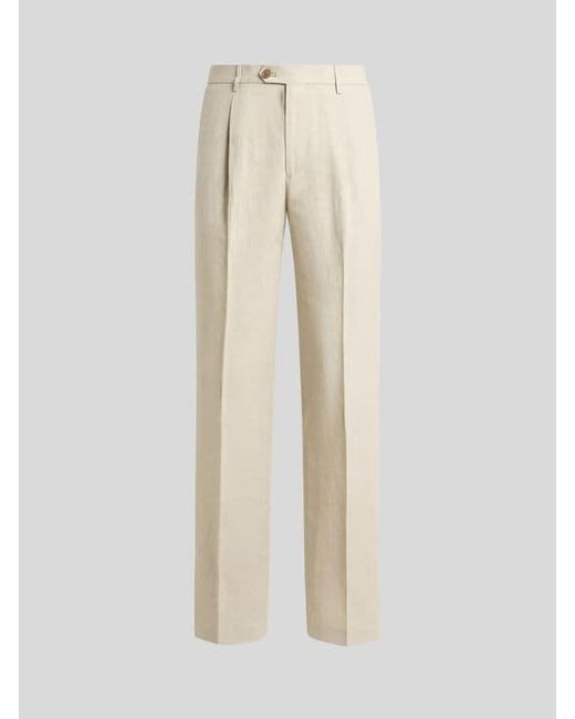 Etro Natural Regular-Fit Silk-Blend Trousers With Pleat Detail for men