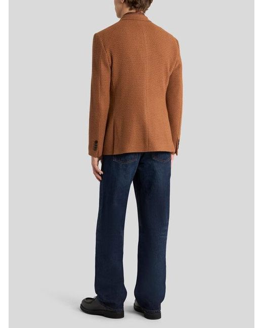 Etro Brown Single-Breasted Knit Cashmere And Wool Jacket for men