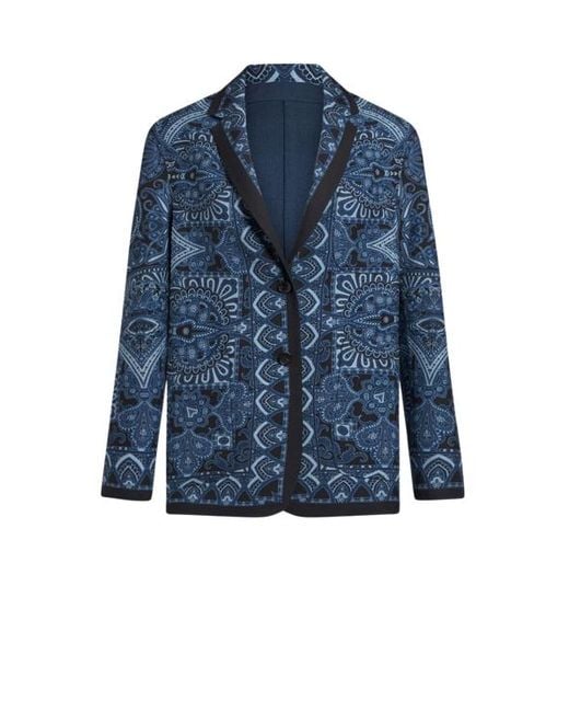 Etro Blue Reversible Jacket With Silk Scarf Motif