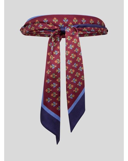 Etro Red Leather Belt With Printed Scarf
