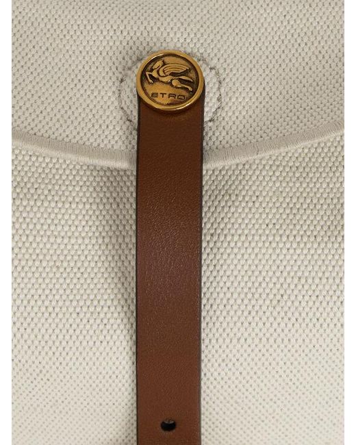 Etro Natural Medium Canvas Pony Bag