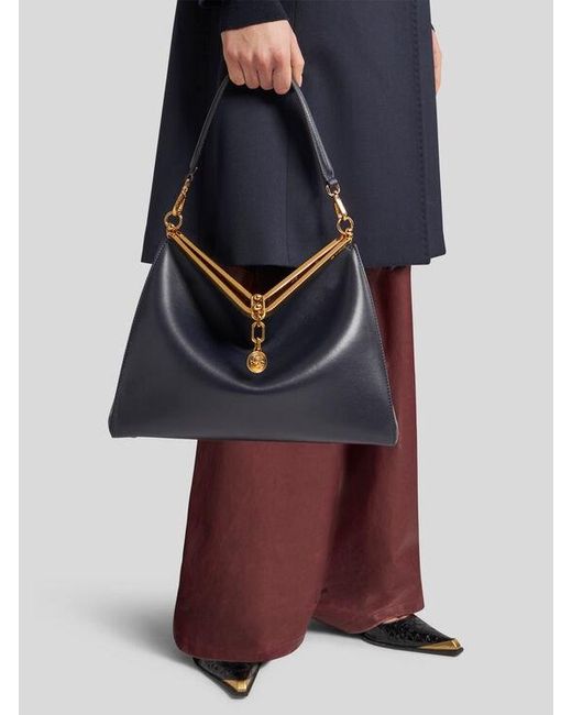 Etro Blue Large Leather Vela Bag