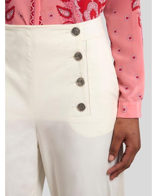 Pantalon Avec Boutons Pegaso, Femme, Taille Etro en coloris White