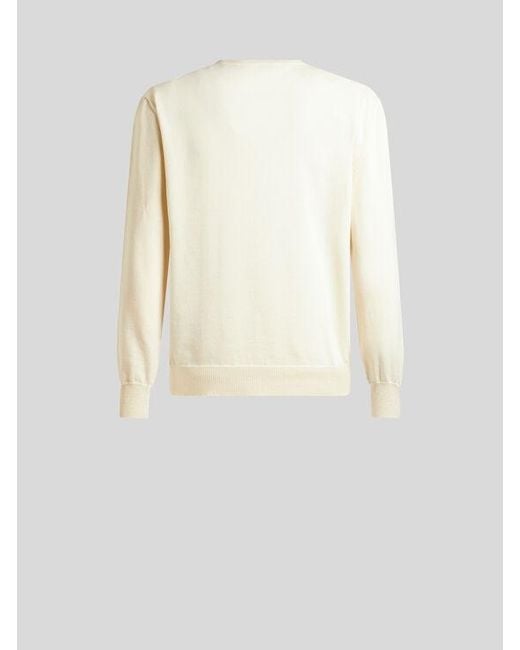Etro White Textured Cotton Sweater for men