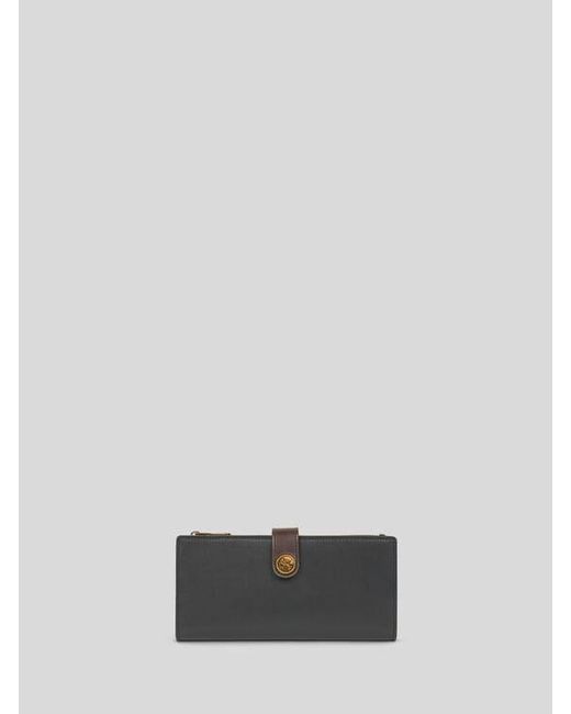 Etro White Leather Wallet With Pegaso Button