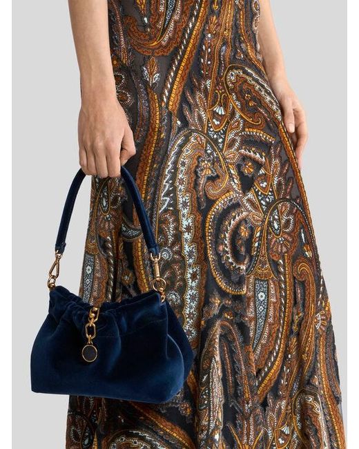 Etro Blue Small Vela Blossom Bag