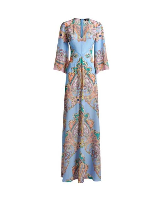 Robe Longue En Soie Imprimée, Femme, Taille Etro en coloris Blue