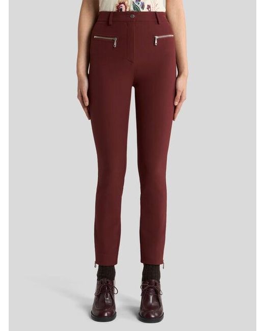 Pantalon Ajusté Zippé, Femme, Taille Etro en coloris Red