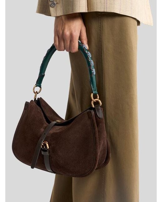 Etro Blue Leather Bag Handle With Threading