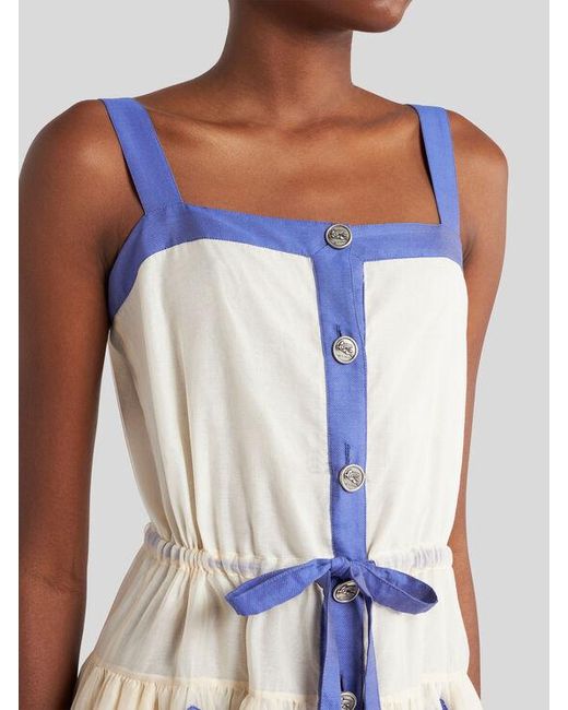 Robe Longue En Voile Jacquard À Fils Coupés, Femme, Taille Etro en coloris Blue