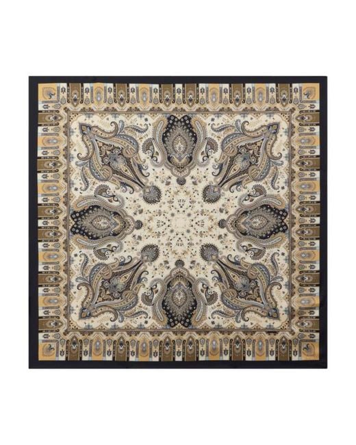 Etro Metallic Silk Twill Scarf With Paisley Motif