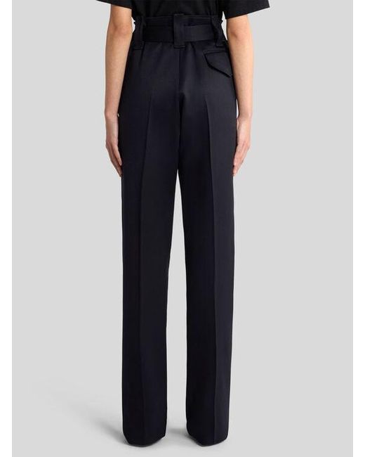 Etro Black Straight-Leg Wool Trousers With Pockets And Belt