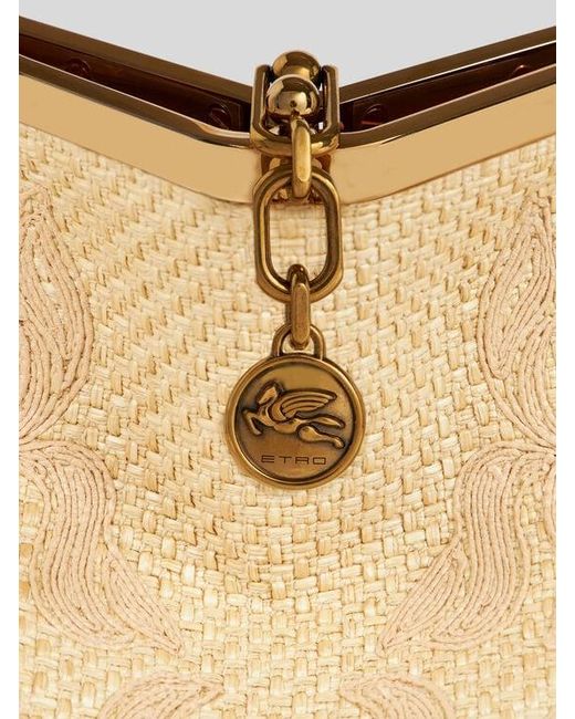 Etro Natural Medium Raffia Vela Bag