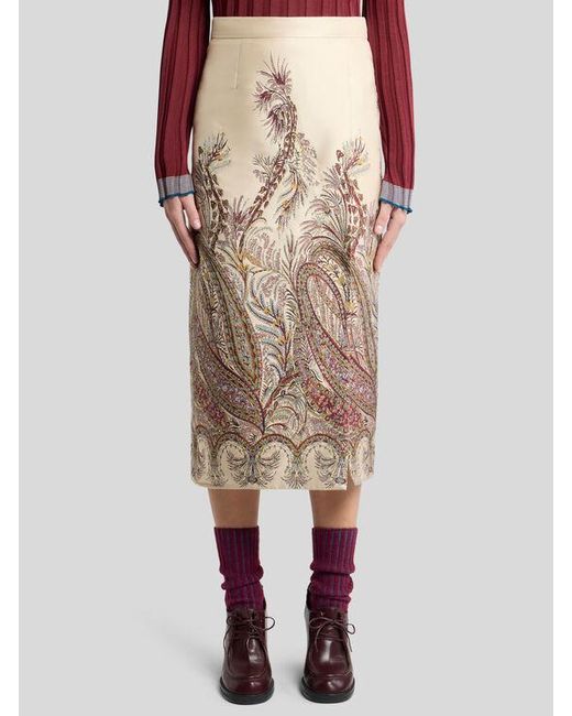 Jupe Fourreau Midi En Jacquard À Fils Coupés, Femme, Taille Etro en coloris Natural