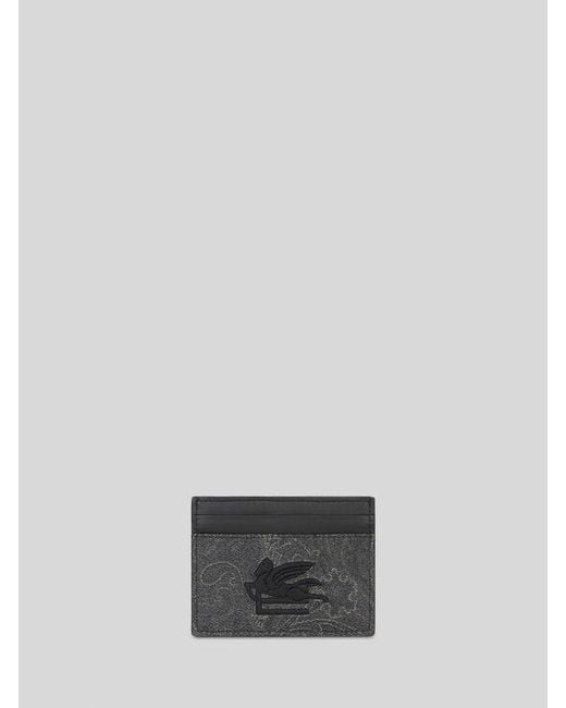 Etro White Arnica Card Holder With Pegaso Detail for men