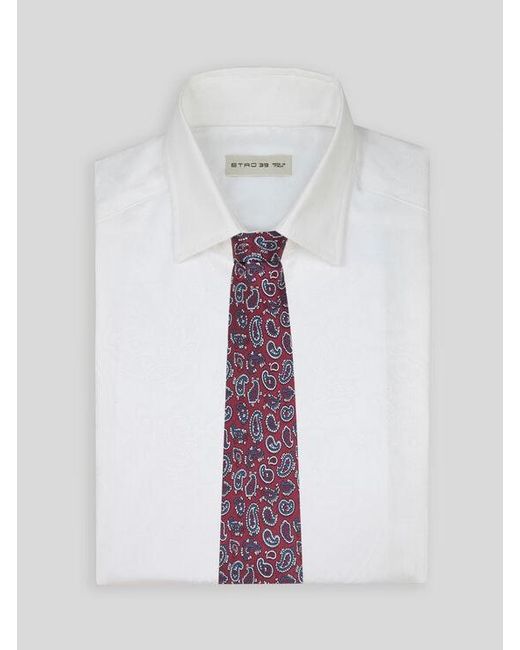 Etro Purple Silk Jacquard Tie With Micro Paisley Motif for men