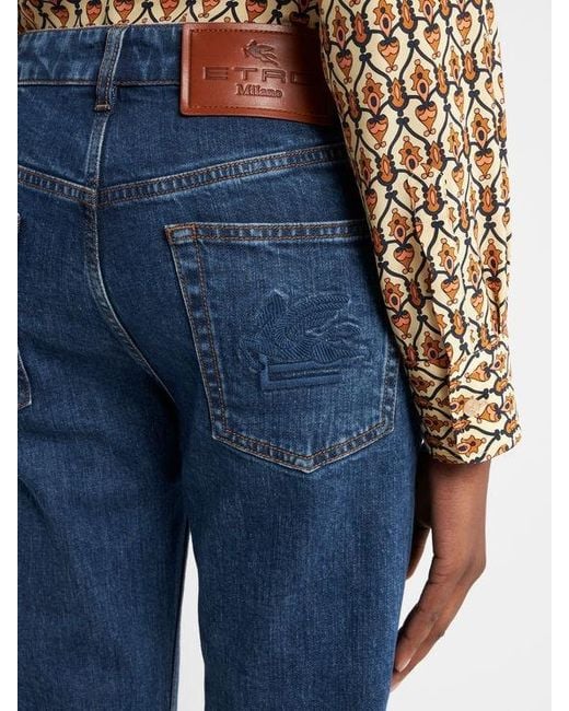Etro Blue Jeans With Embroidered Rear
