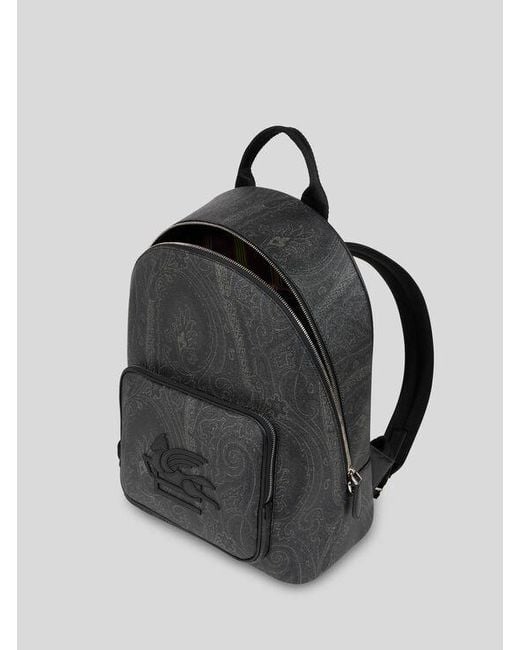Etro Black Essential Arnica Backpack With Pegaso for men