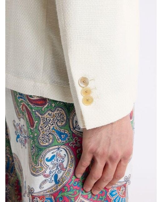 Etro White Single-Breasted Cotton-Blend Jacket for men