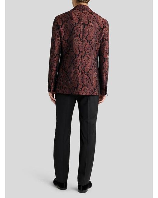 Etro Brown Chenille Jacquard Single-Breasted Jacket With Paisley Motif for men