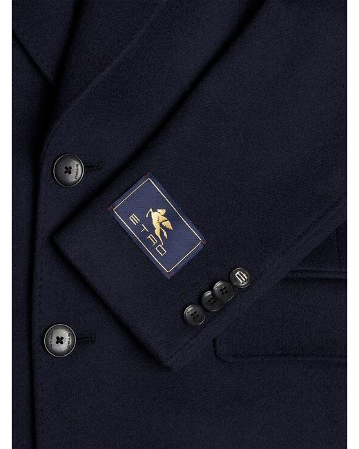 Etro Blue Cashmere Coat for men