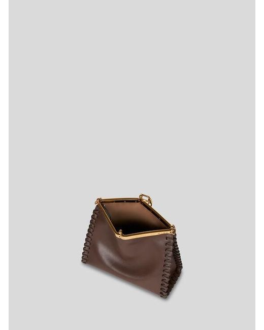 Etro Brown Medium Vela Bag With Thread Work