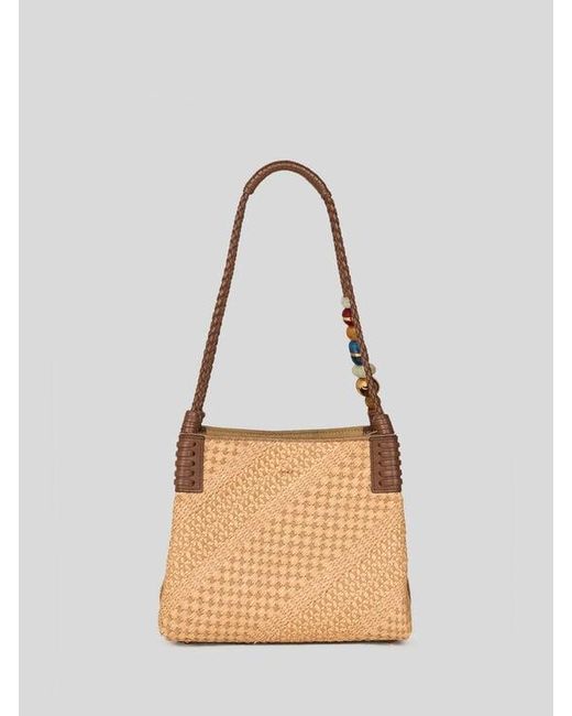 Etro Natural Small Raffia Libra Tote Bag