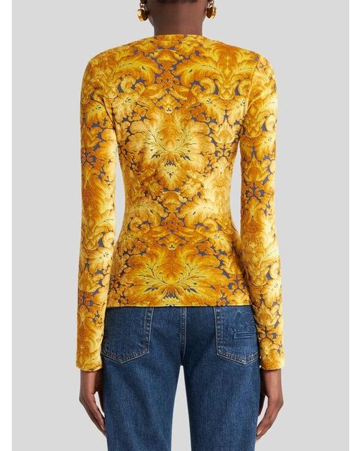 Etro Yellow Chenille Jacquard Top
