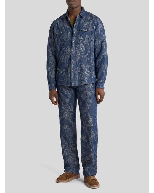 Etro Blue Straight-Leg Jeans for men