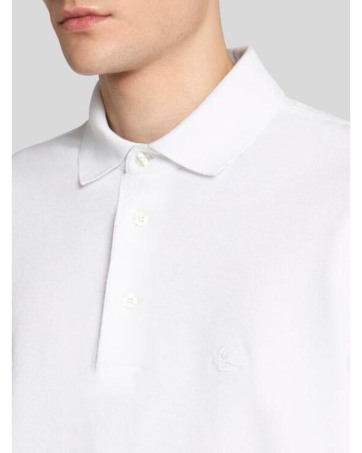 Etro White Polo Shirt With Printed Details for men