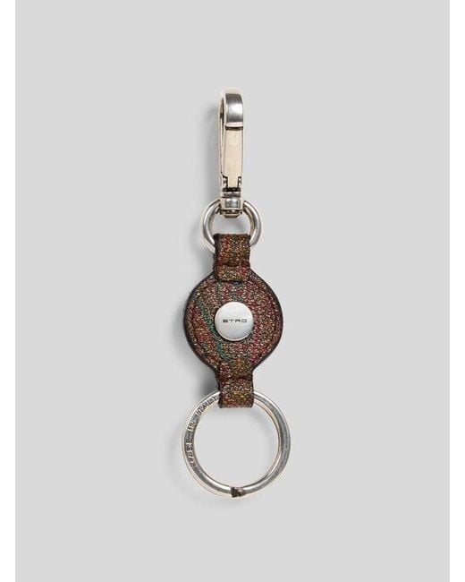 Etro White Circular Arnica Key Ring With Pegaso Coin for men