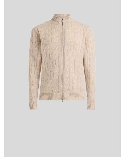 Etro Natural Plain-Coloured Cashmere Cardigan for men