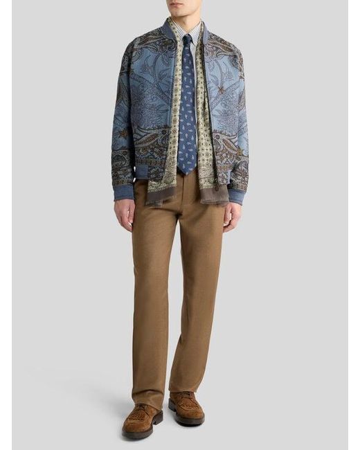 Etro Natural Plain-Coloured Wool Flannel Trousers for men