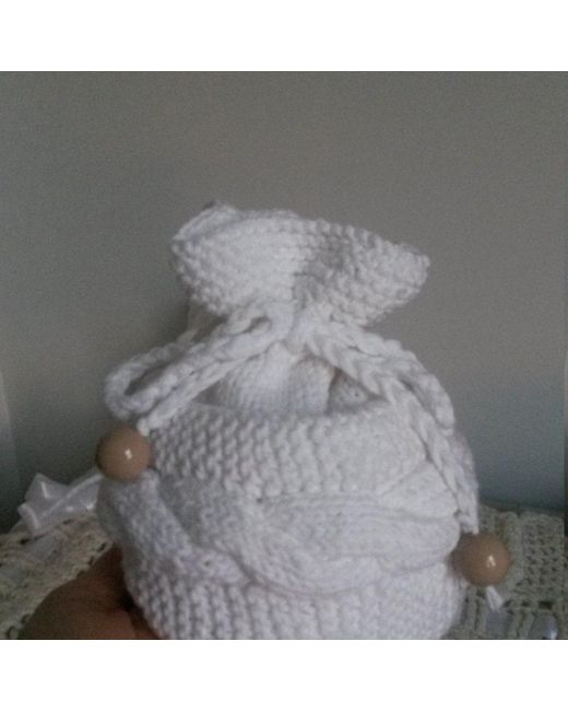 Bonnet Bebe Nouveau Ne Cadeau Naissance Tricot Laine Fait A La Main Etsy En Coloris Blanc Lyst