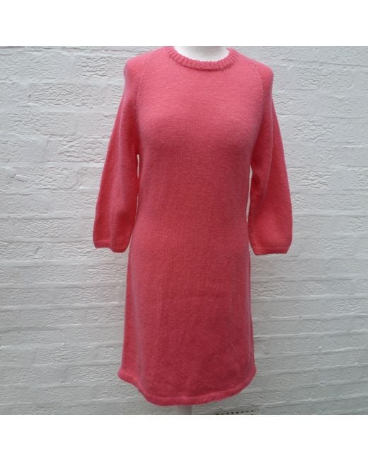 Etsy Pink Sweater Dress Vintage 70s Knitted Long Jumpe