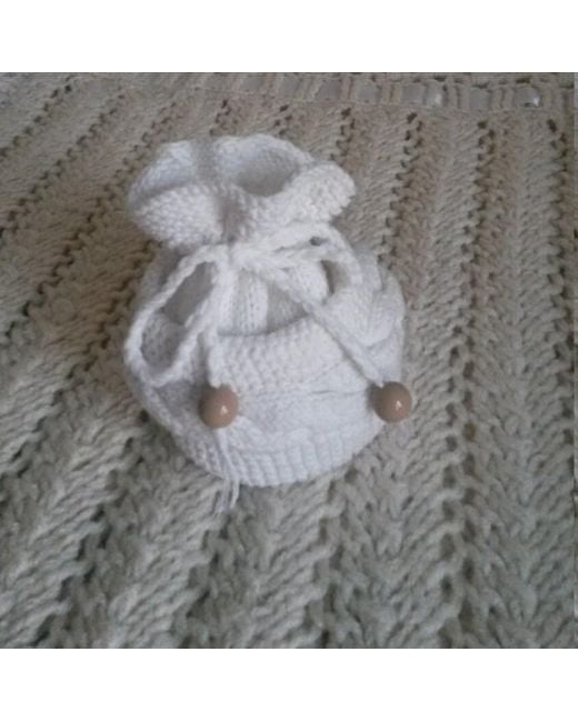 Bonnet Bebe Nouveau Ne Cadeau Naissance Tricot Laine Fait A La Main Etsy En Coloris Blanc Lyst