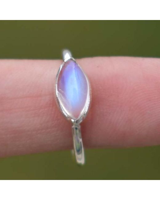 Solitaire 925 Sterling Silver Oval Cab Moonstone Stackable Band Engagement Ring
