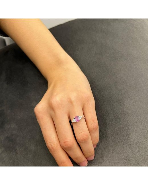 5 Carat Pink Sapphire Moissanite Halo Ring Women Gift 14K White Gold Plated
