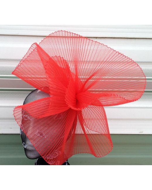 Etsy Red Crin Fascinator Wedding Hat On Headband