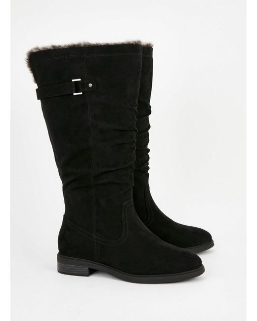 fur lined wide fit boots