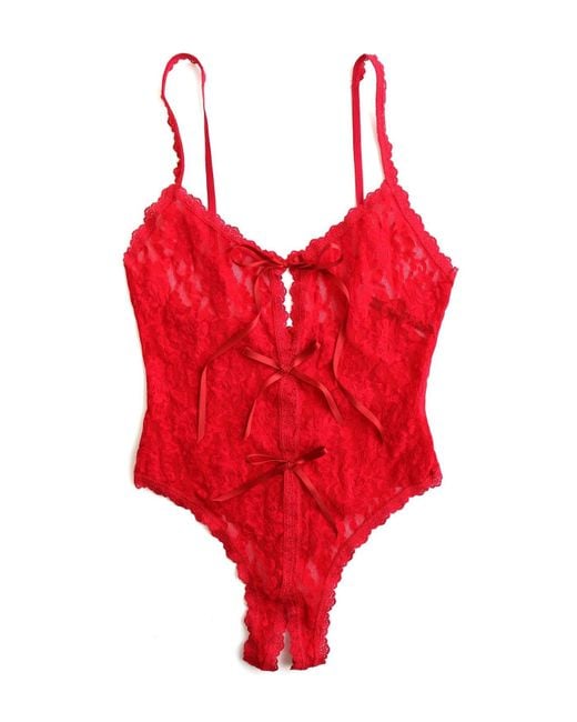 Hanky Panky Lace Crotchless Teddy Bodysuit in Red Lyst