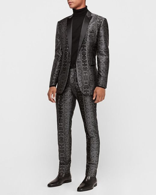 Express Slim Gray Snakeskin Jacquard 