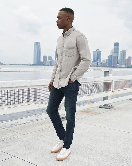 Express Slim Gray Hyper Stretch Denim 